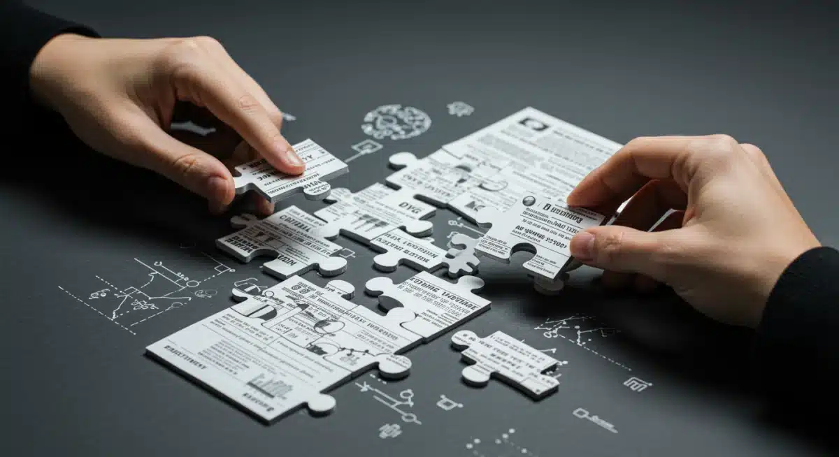 Investidor montando um quebra-cabeça complexo de códigos tributários e investimentos para otimizar seu portfólio.