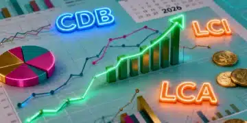 Comparativo de rentabilidade entre CDBs, LCIs e LCAs para 2026, com gráficos financeiros e calendário.
