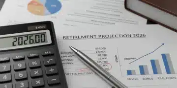 Calculadora e documentos simbolizando planejamento previdenciário para aposentadoria em 2026