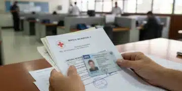 Pessoa organizando documentos para solicitação de auxílio-doença no INSS