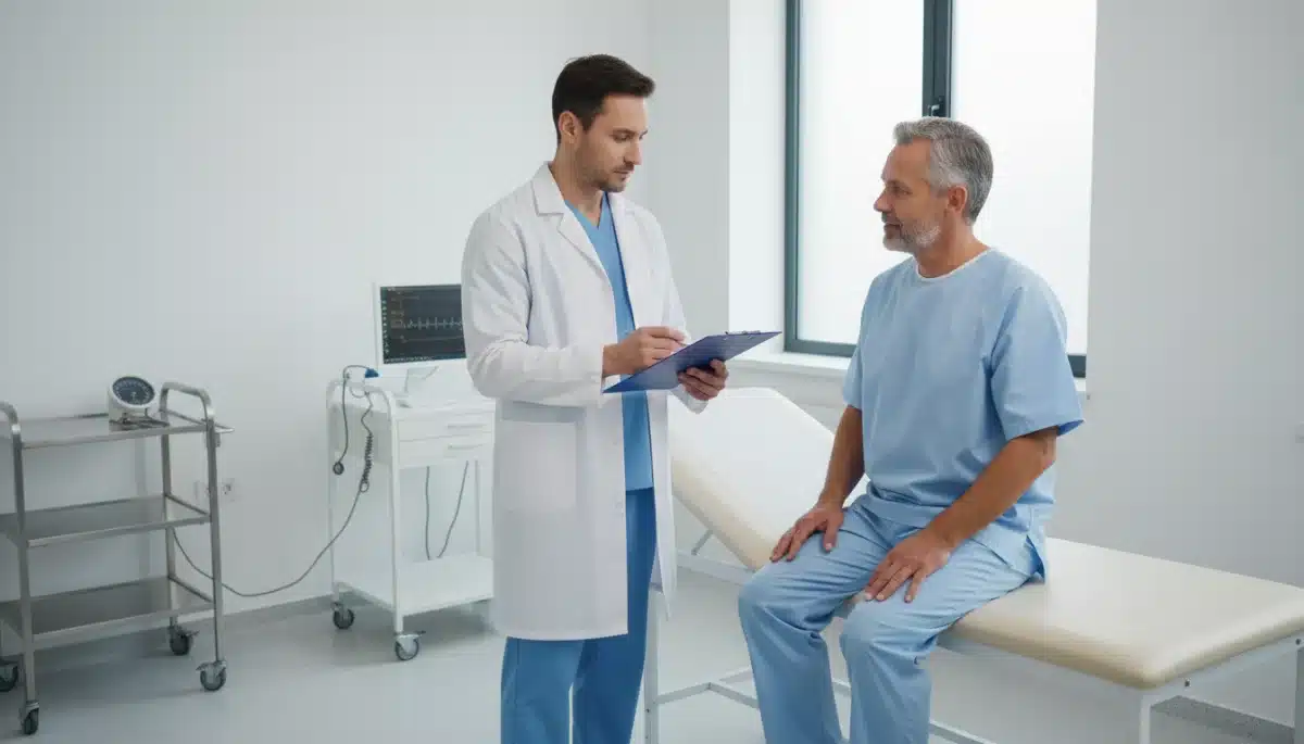 Médico realizando perícia médica em paciente para o INSS