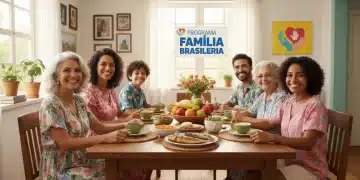 Família brasileira unida, simbolizando o impacto positivo do Bolsa Família em 2026.