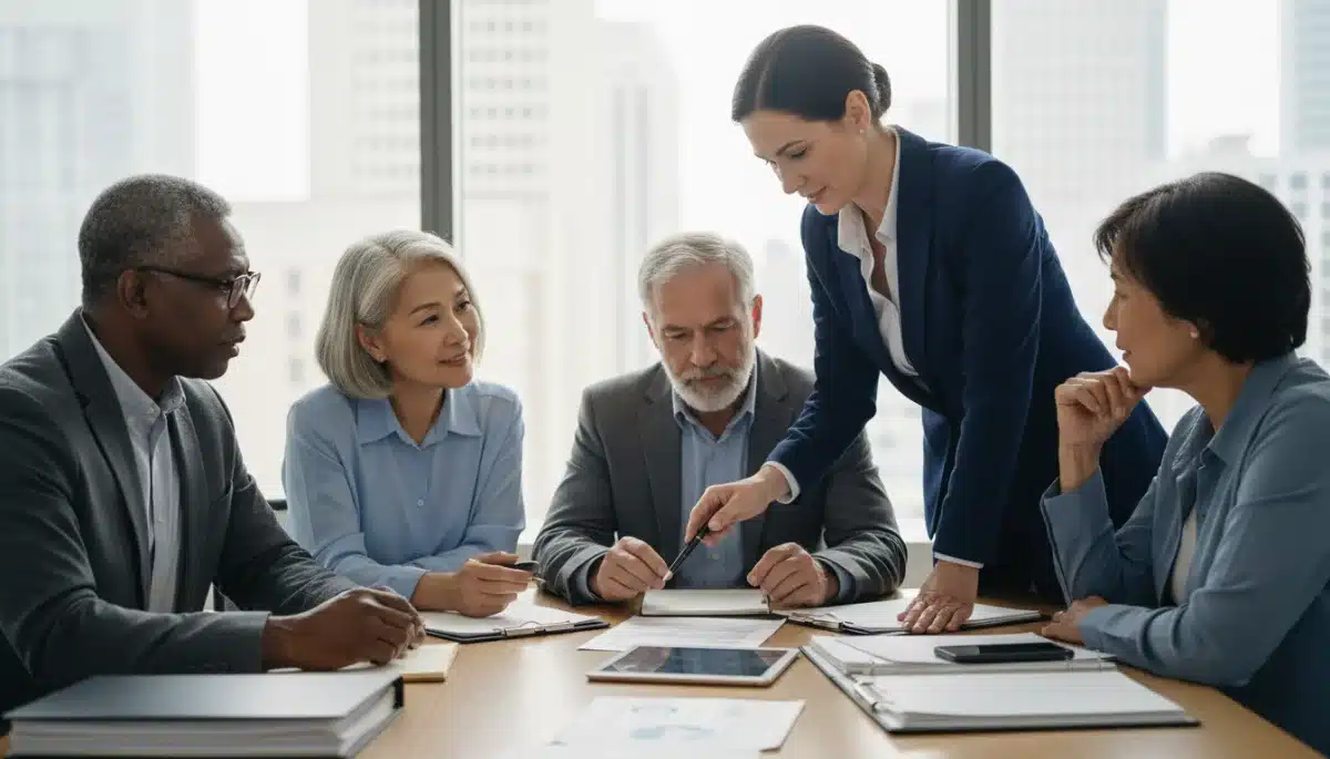 Idosos conversando com advogado sobre direitos previdenciários e a Revisão da Vida Toda do INSS.